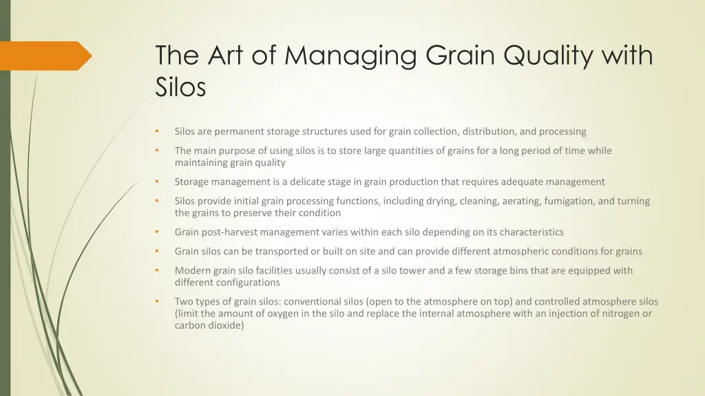 the art of managing grain quality with silos