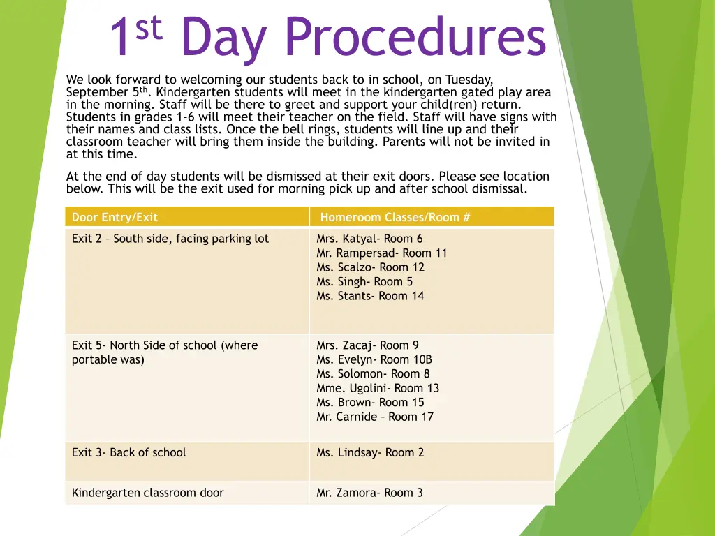 1 st day procedures we look forward to welcoming