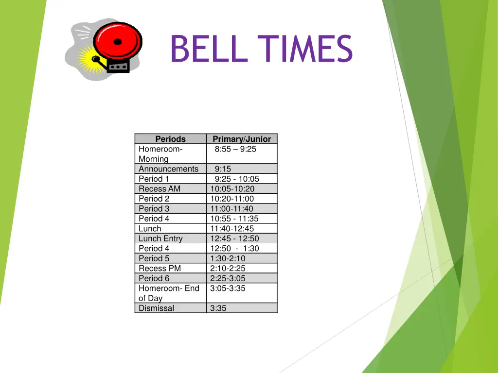 bell times