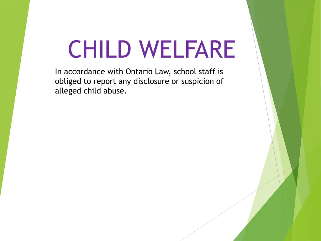 child welfare in accordance with ontario