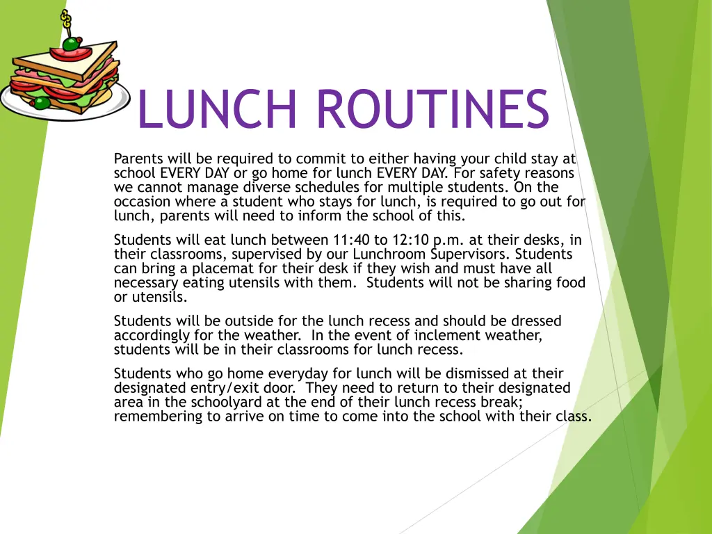 lunch routines