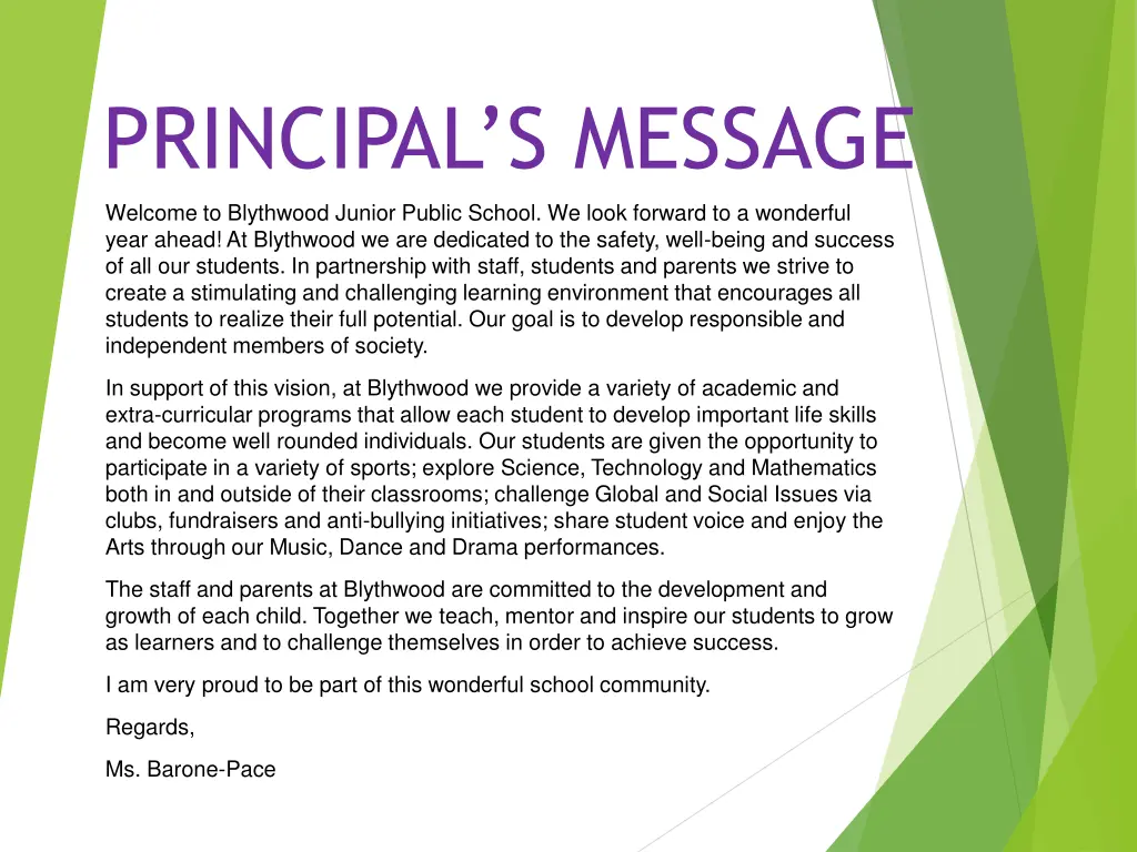 principal s message