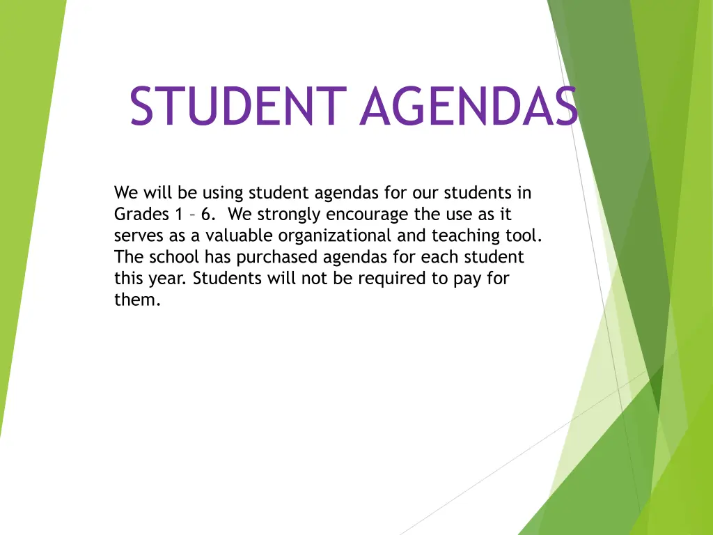 student agendas