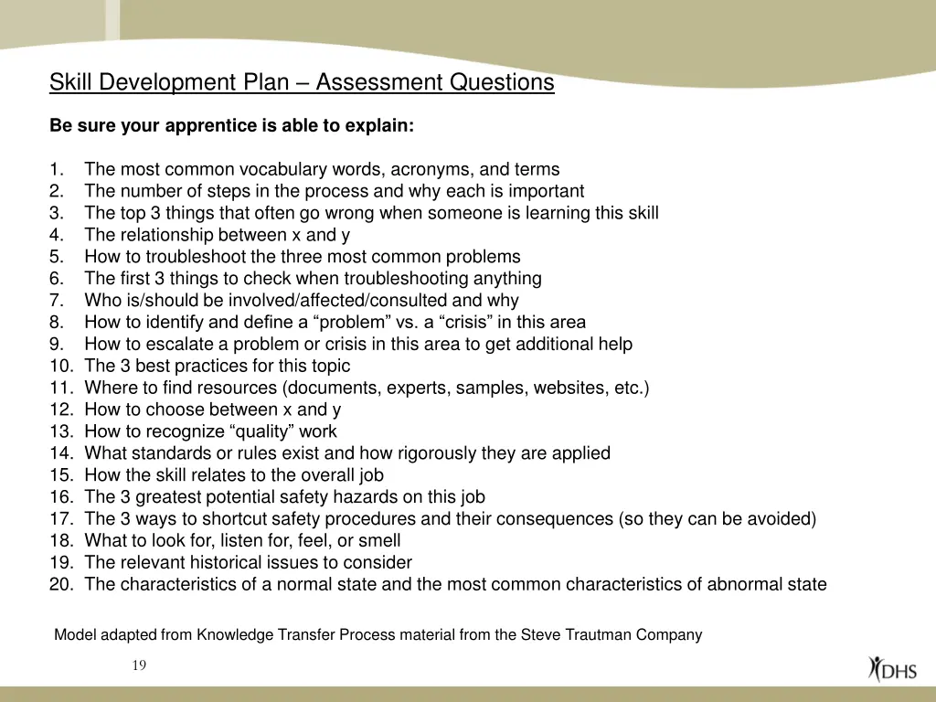 skill development plan assessment questions 1