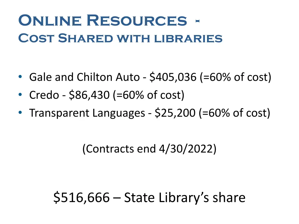 online resources cost shared with libraries