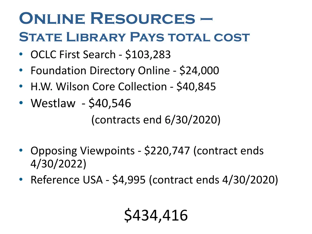 online resources state library pays total cost