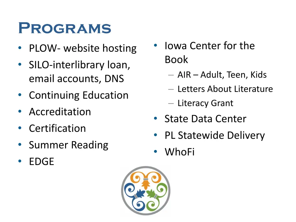 programs plow website hosting silo interlibrary