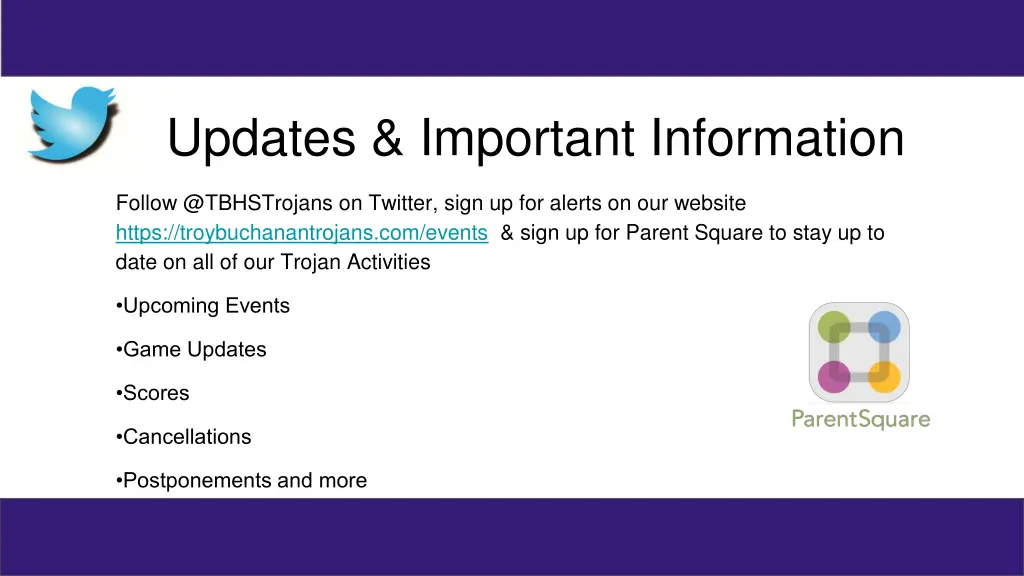 updates important information