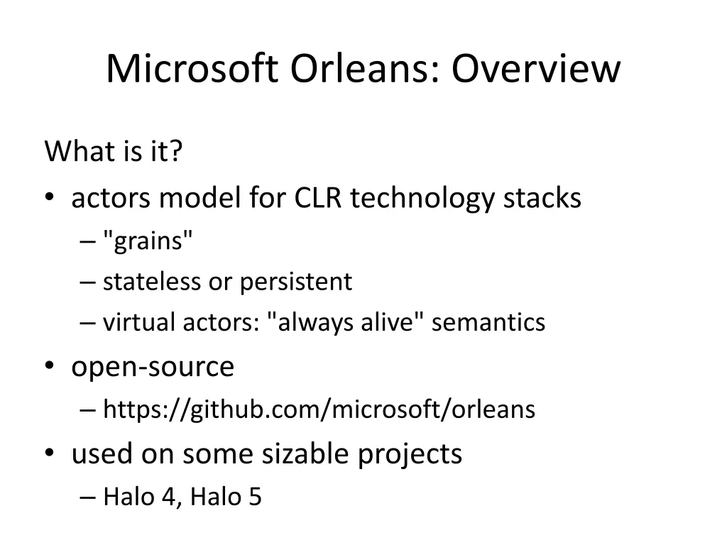 microsoft orleans overview