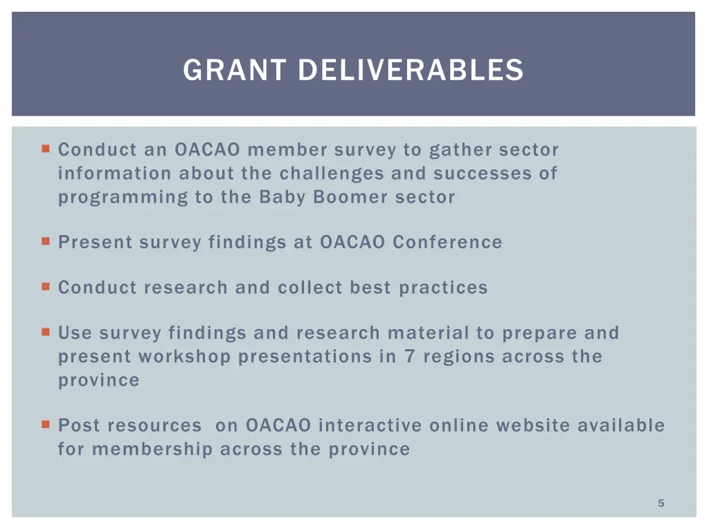 grant deliverables