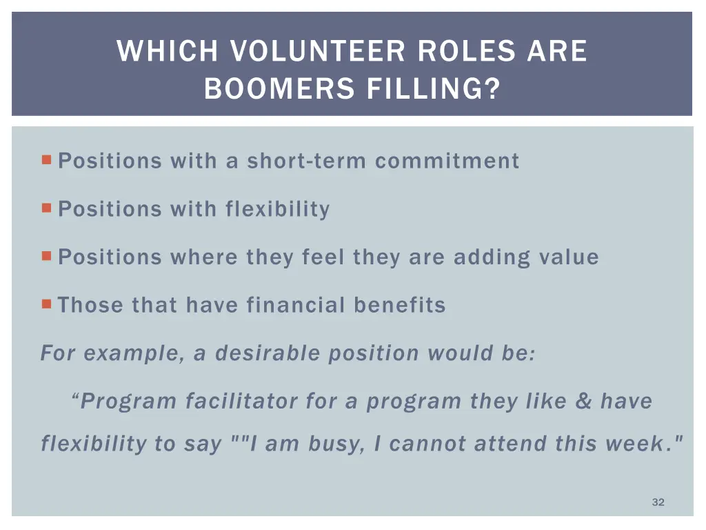 which volunteer roles are boomers filling 1