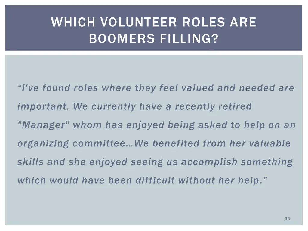 which volunteer roles are boomers filling 2