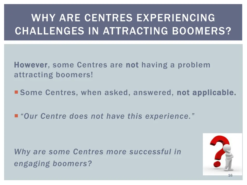 why are centres experiencing challenges