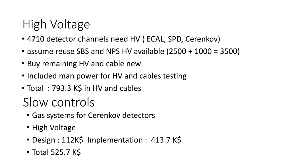 high voltage 4710 detector channels need hv ecal