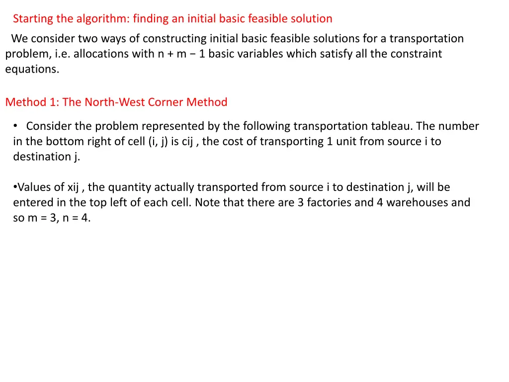 starting the algorithm finding an initial basic