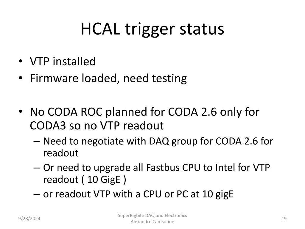 hcal trigger status