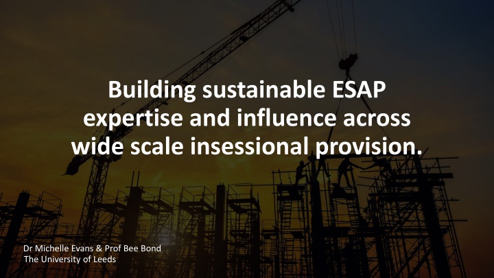 building sustainable esap expertise and influence