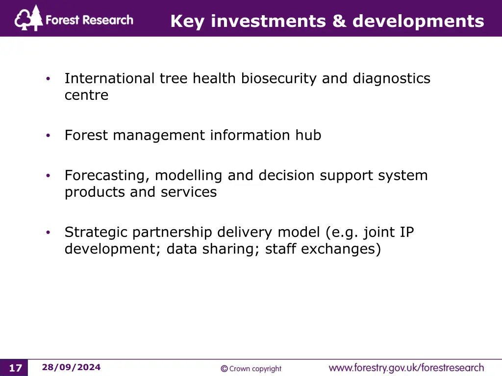 key investments developments