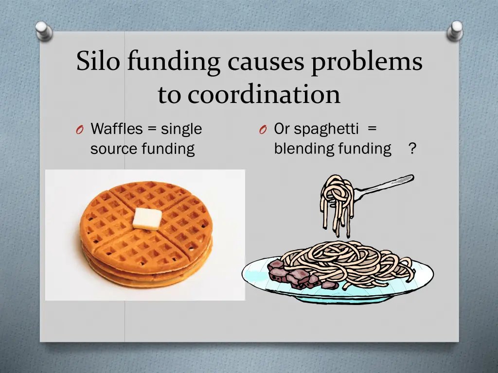 silo funding causes problems to coordination