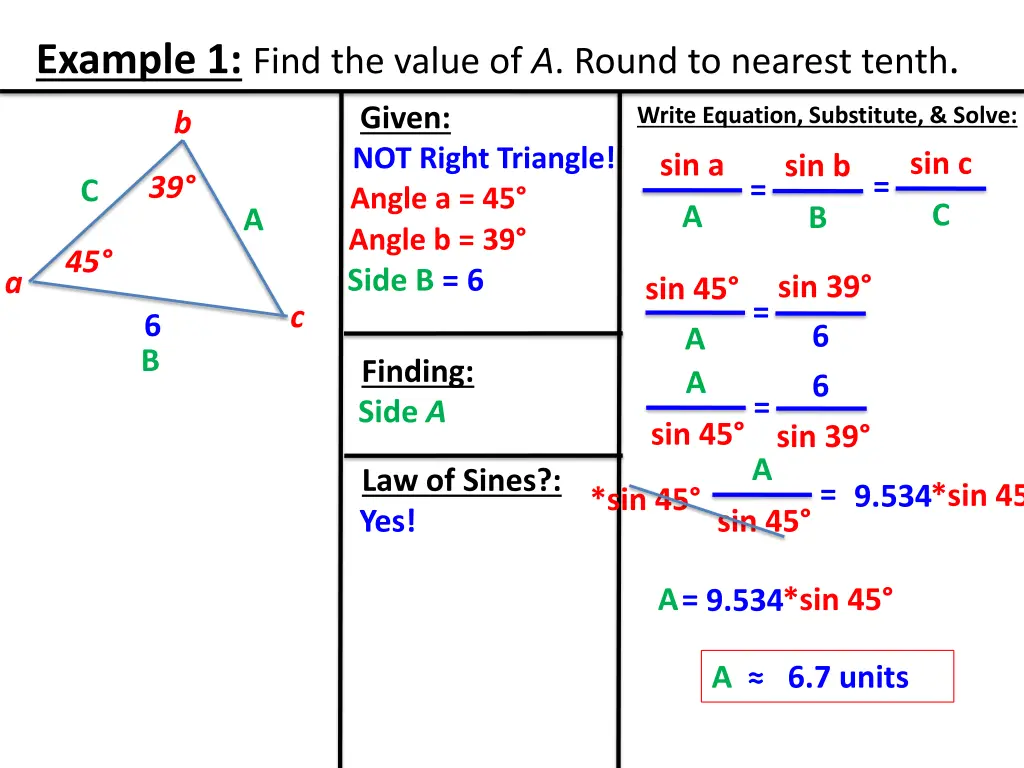 example 1 find the value of a round to nearest