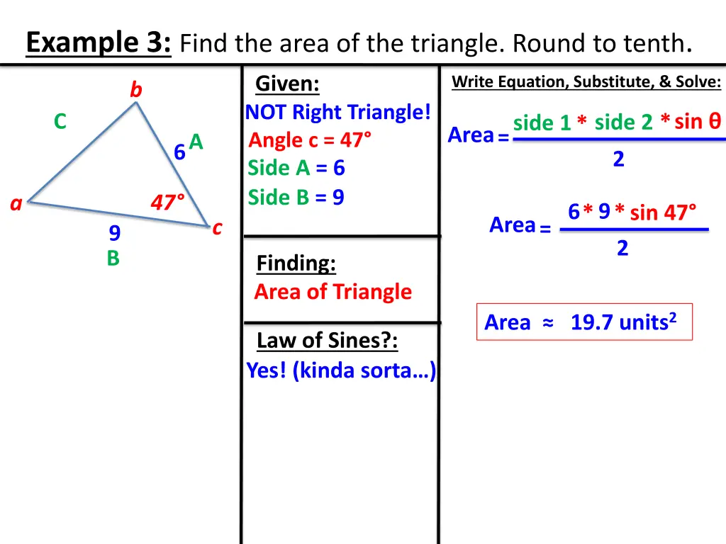 example 3 find the area of the triangle round