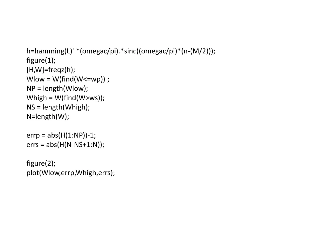h hamming l omegac pi sinc omegac pi n m 2 figure