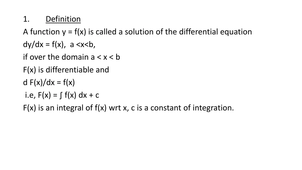 1 a function y f x is called a solution