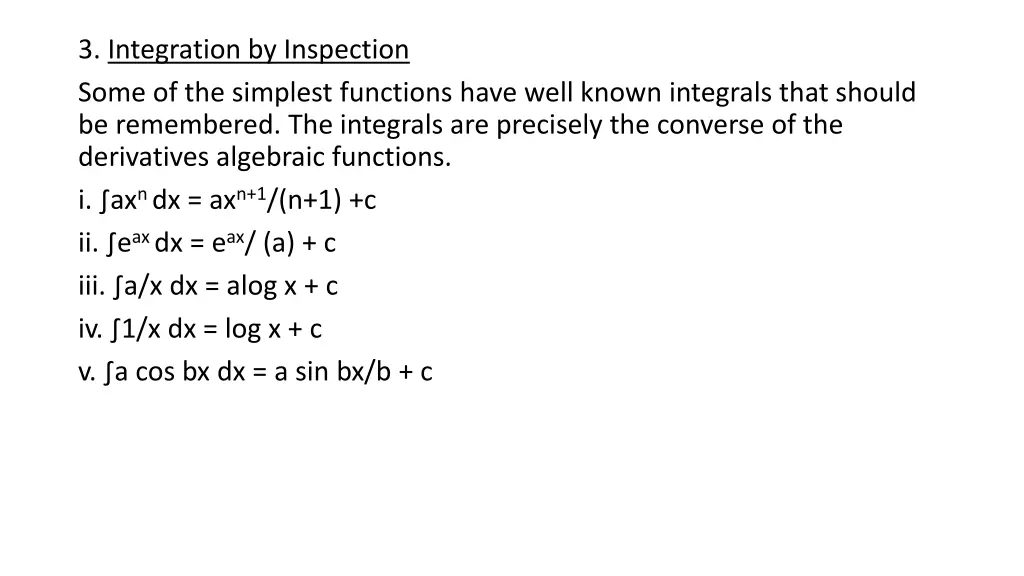 3 integration by inspection some of the simplest