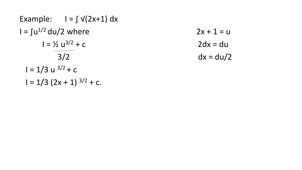 example i u 1 2 du 2 where i u 3 2 c