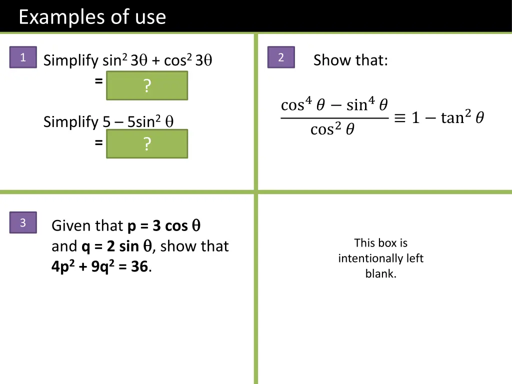 examples of use