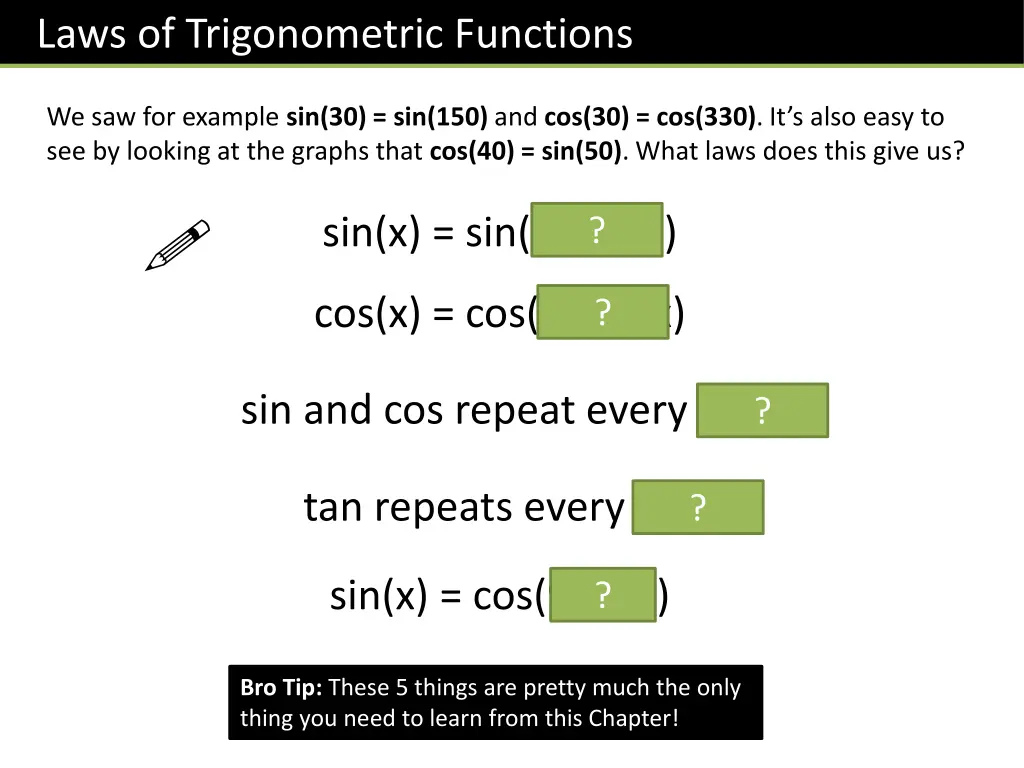 laws of trigonometric functions