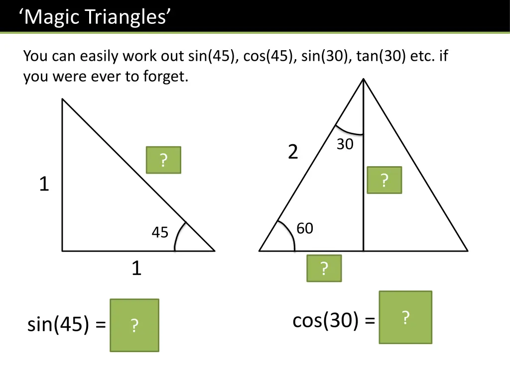 magic triangles