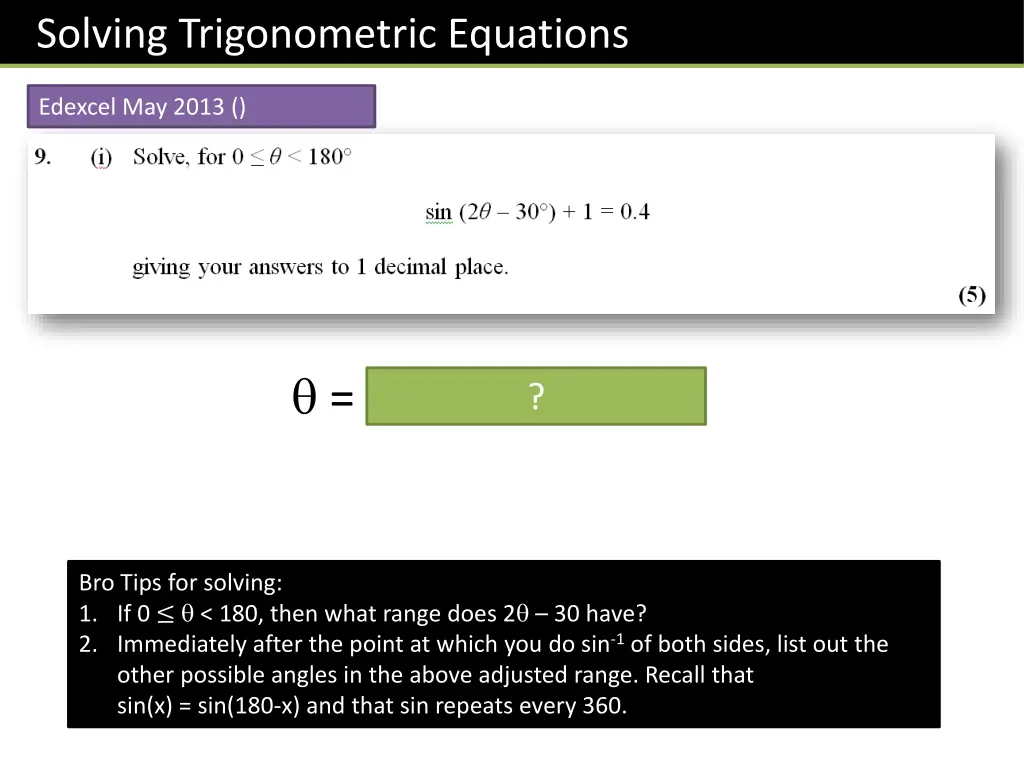 solving trigonometric equations