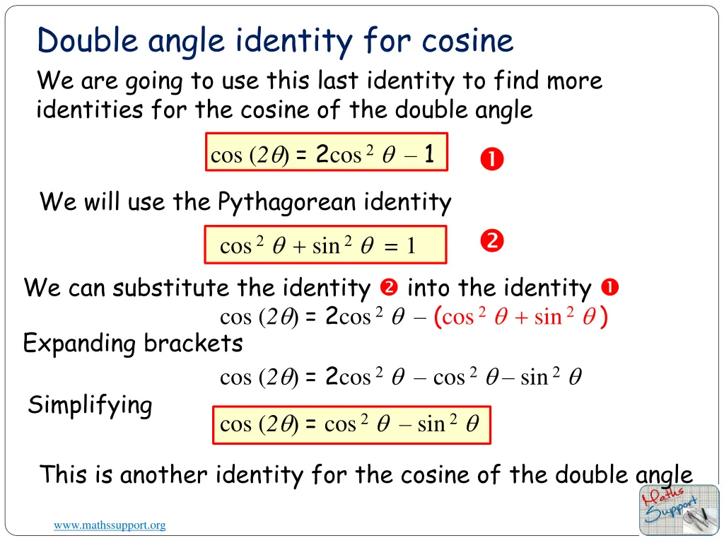 double angle identity for cosine 1