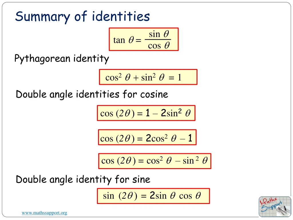 summary of identities