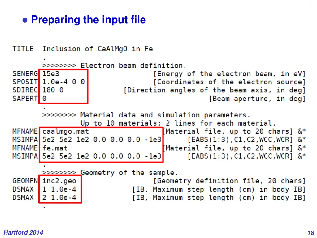 preparing the input file