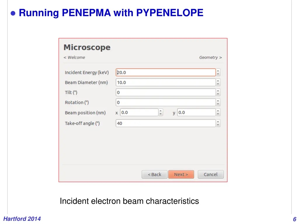 running penepma with pypenelope 2