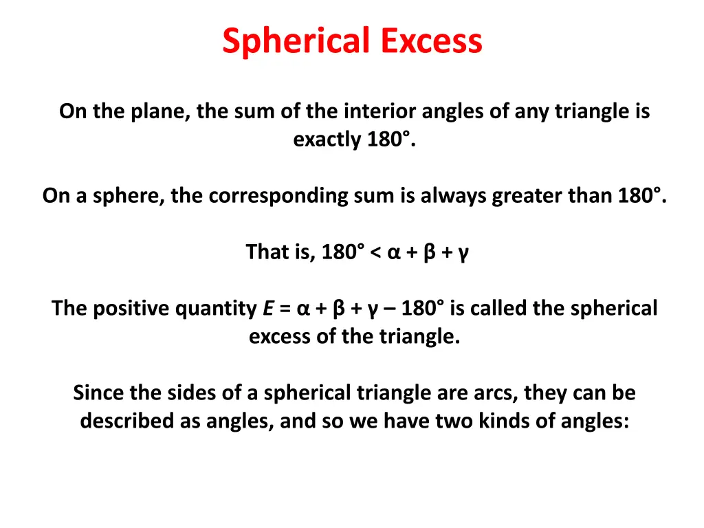 spherical excess