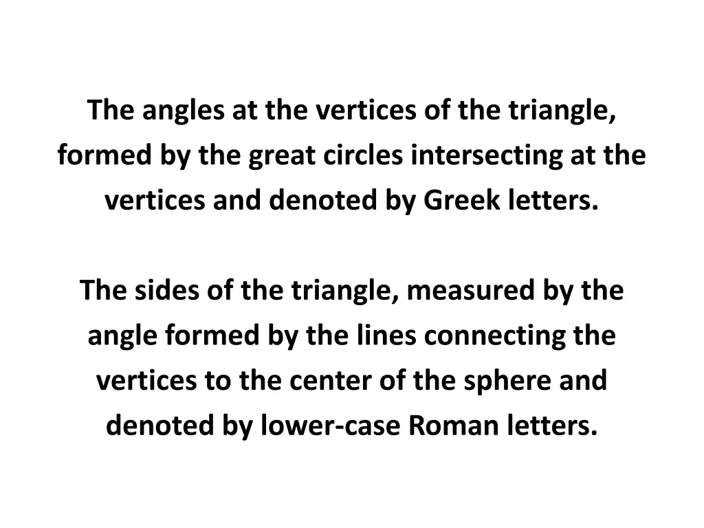 the angles at the vertices of the triangle formed