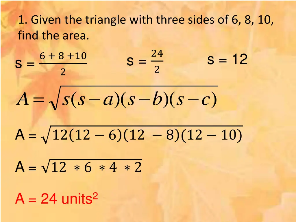 1 given the triangle with three sides