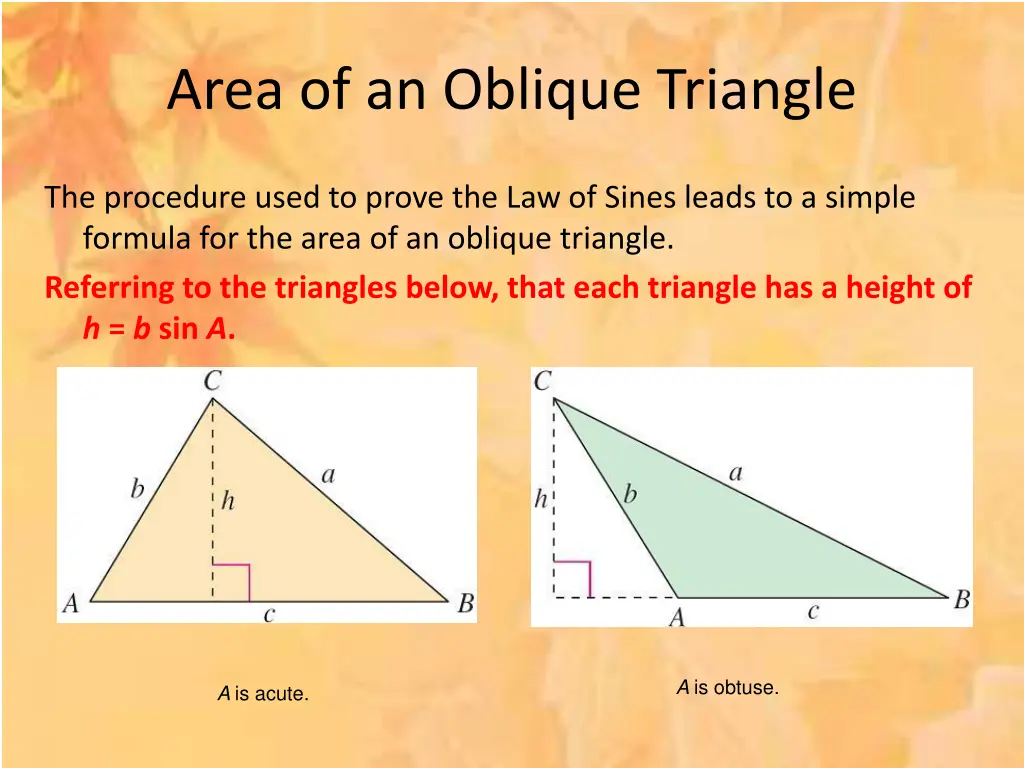 area of an oblique triangle 1