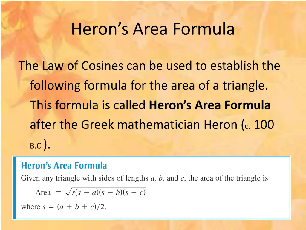 heron s area formula