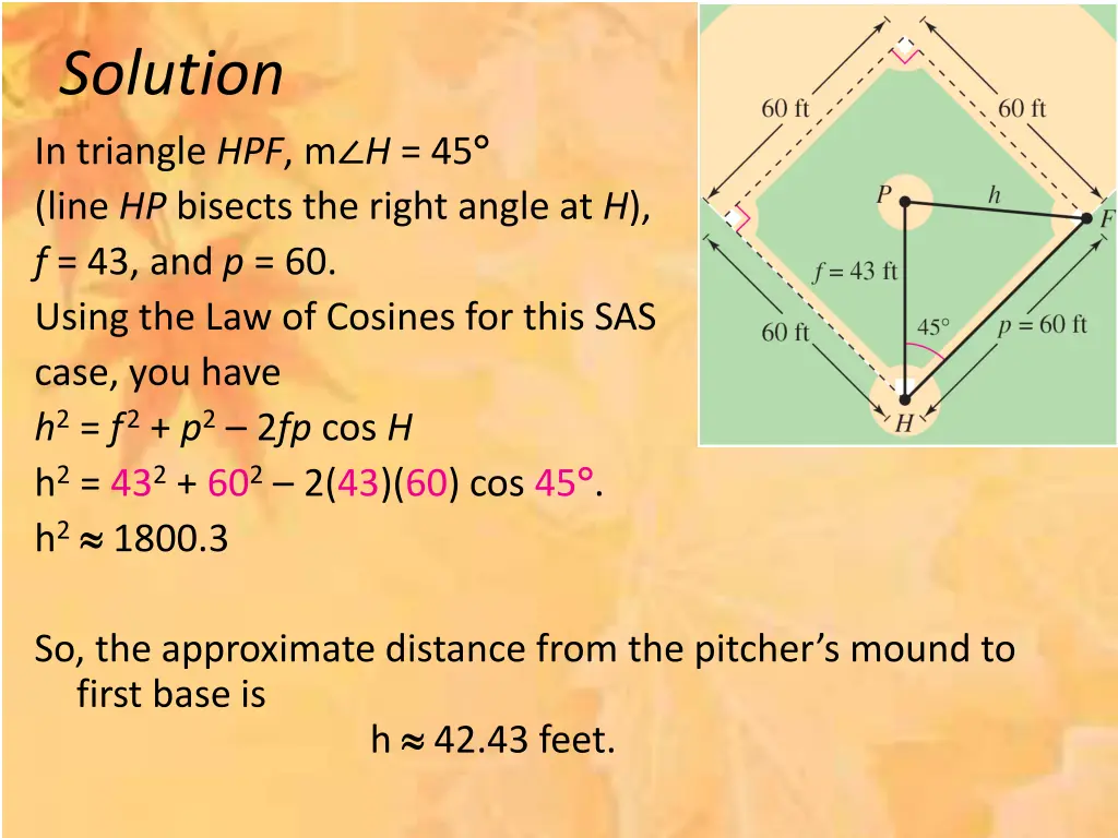 solution in triangle hpf m h 45 line hp bisects