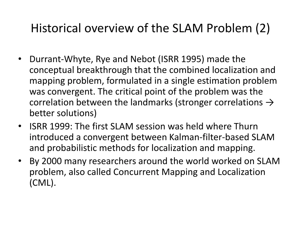 historical overview of the slam problem 2