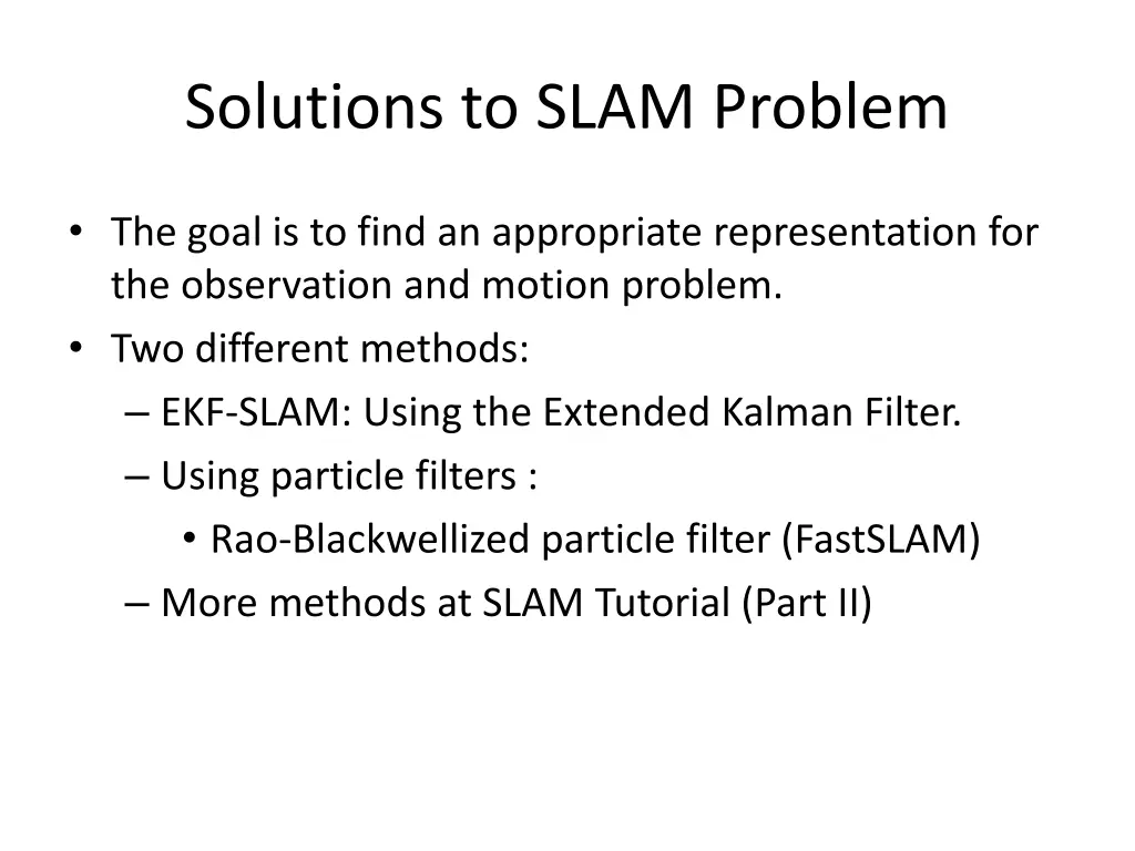 solutions to slam problem