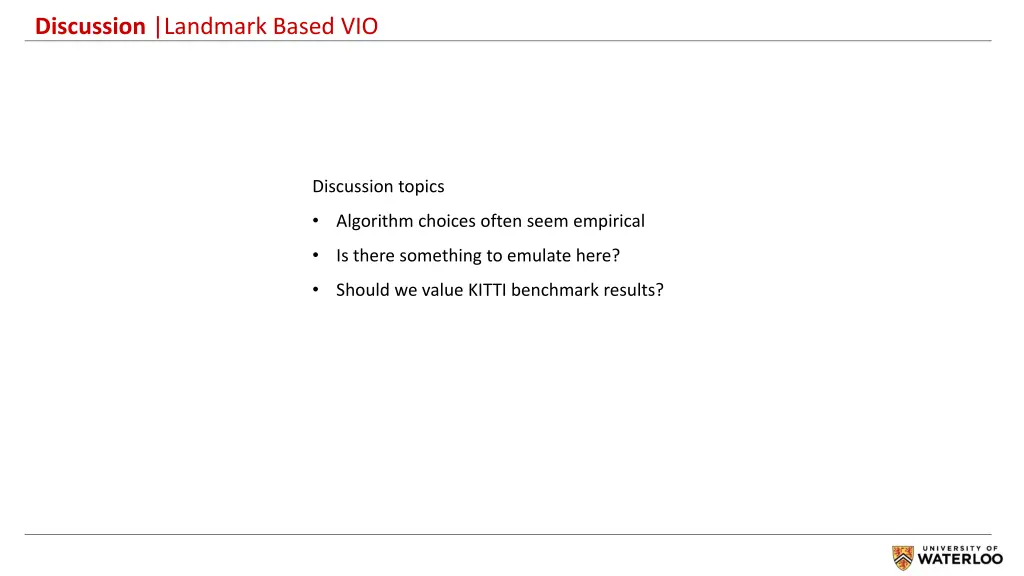 discussion landmark based vio