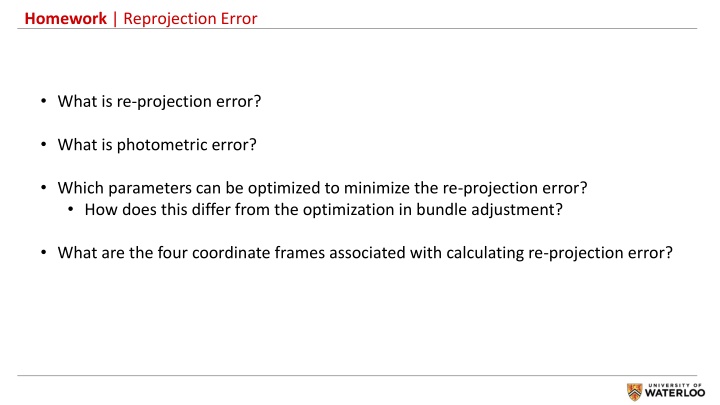 homework reprojection error