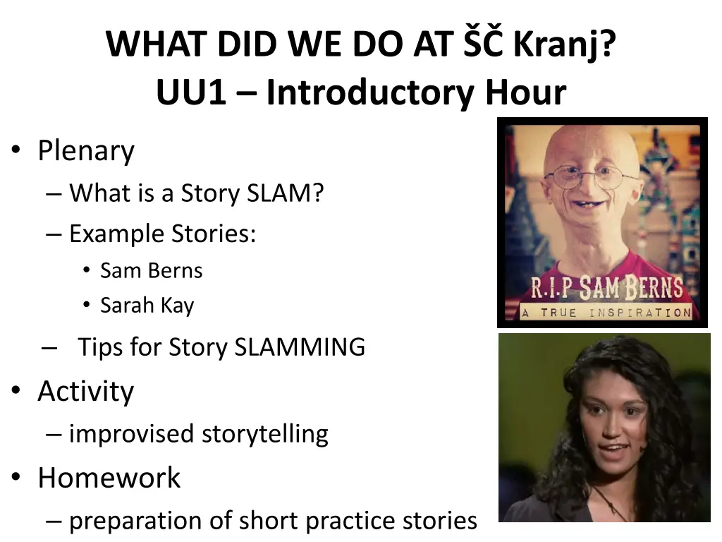 what did we do at kranj uu1 introductory hour