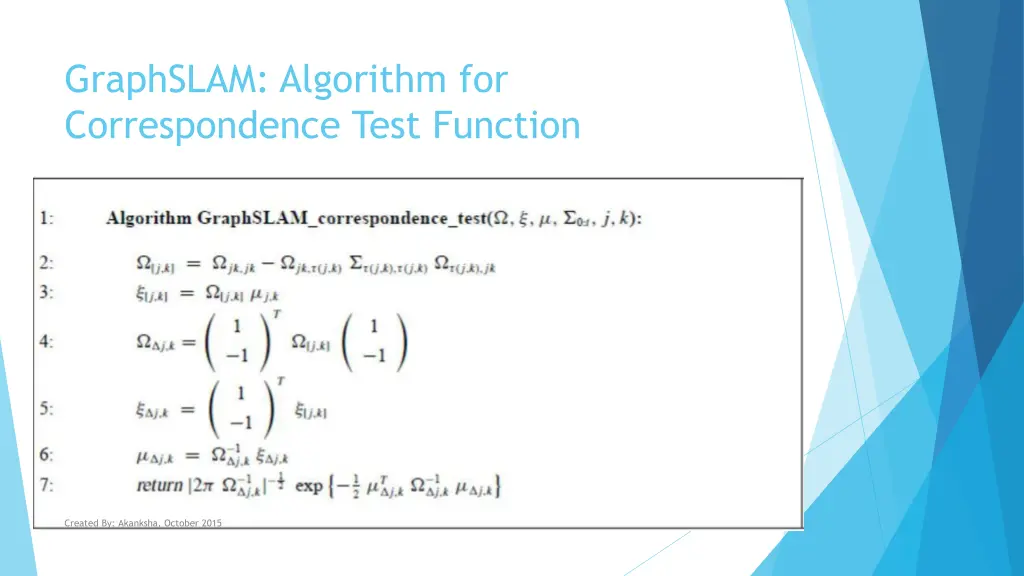 graphslam algorithm for correspondence test