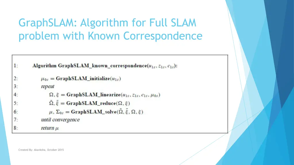 graphslam algorithm for full slam problem with